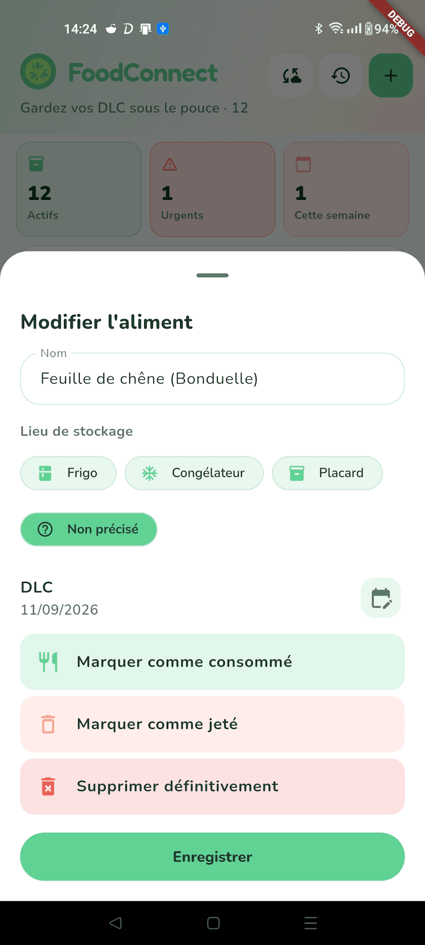 FoodConnect - suivi des DLC — capture 2