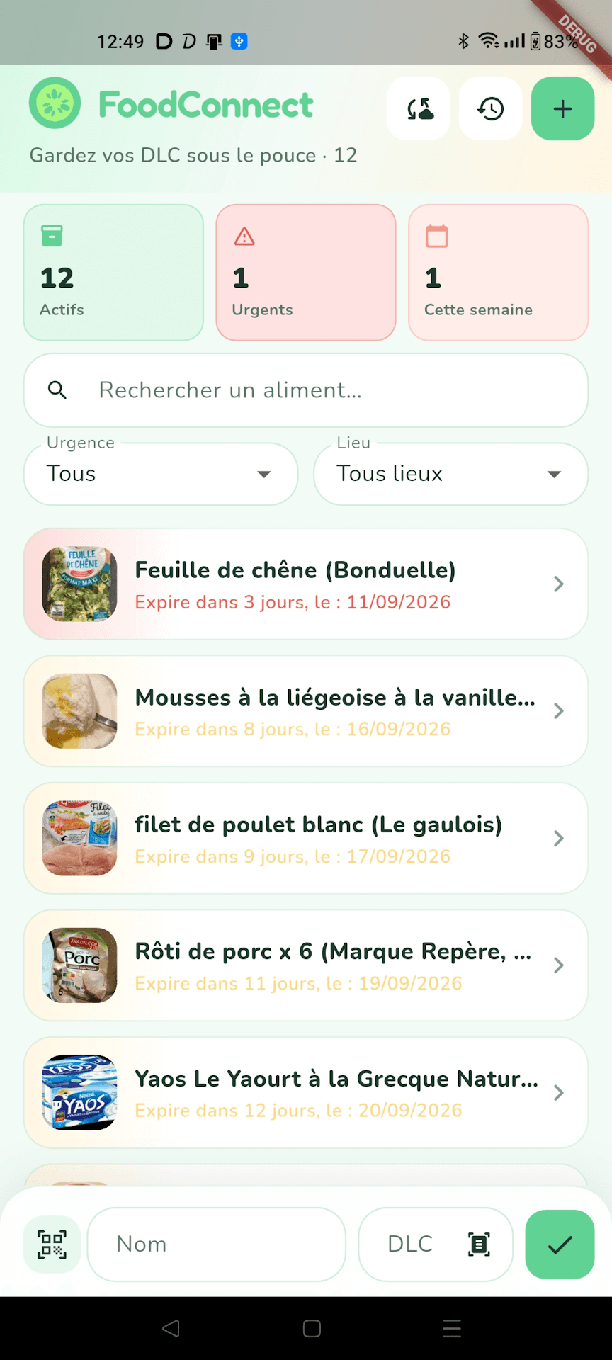 FoodConnect - suivi des DLC
